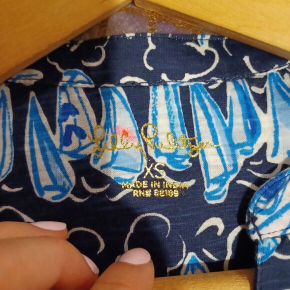 Lilly Pulitzer Low Tide Navy Blue Sails and Stripes Dev Tank Top Size XS - Picture 6 of 8